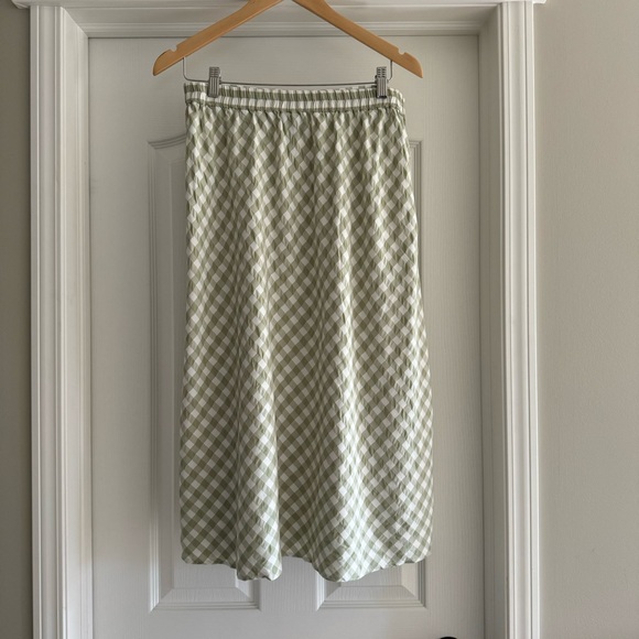 Vero Moda Karma midi skirt size L in green and white gingham - Picture 7 of 9